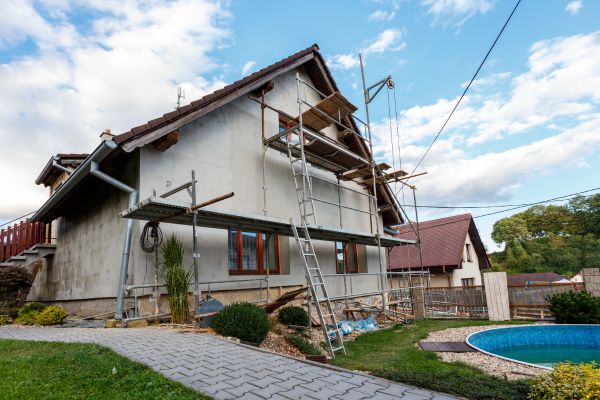 House undergoing renovations.